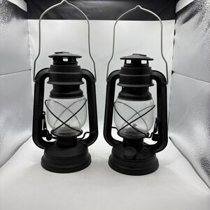 Set of 2 Lamplight Farms Hanging Black Aluminum Oil Lantern Lamp